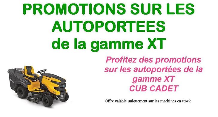 Promotion sur les autoportées de la gamme XT